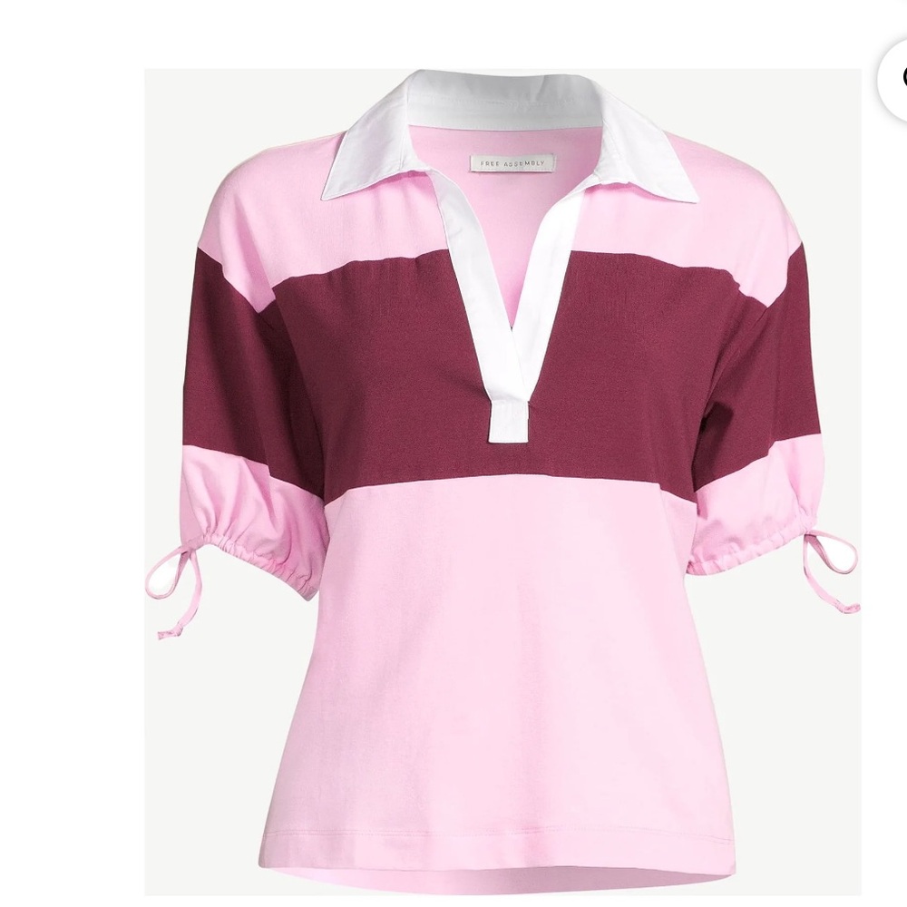 Free Assembly Women's Tie Sleeve Polo Top New with tags size Large  🤩